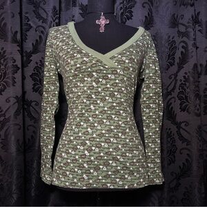 Self Esteem Heart Patterned Long Sleeve Top